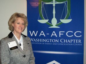 A Washington Chapter Banner With a Woman on the Side