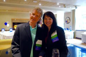 A Man and a Woman in Matching Blue Jackets